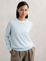 Reiss Blue Hester Merino Wool Crew-Neck Jumper - Image 3 of 6