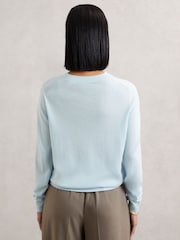 Reiss Blue Hester Merino Wool Crew-Neck Jumper - Image 5 of 6