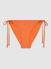 Reiss Coral Orange Riah Side Tie Bikini Bottoms - Image 2 of 4