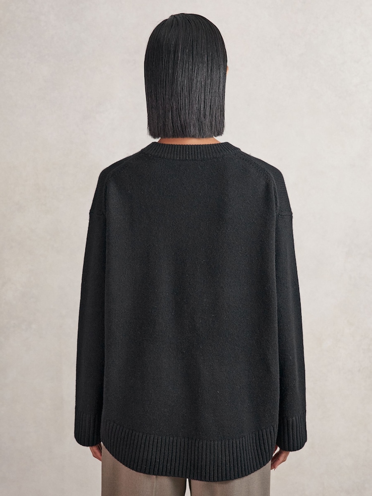 Buy Reiss Black Ella Wool-Cashmere Crew-Neck Jumper from Next Oman