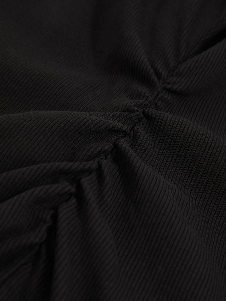 Reiss Black Jody Stretch-Cotton Ribbed Asymmetric Vest - Image 6 of 6
