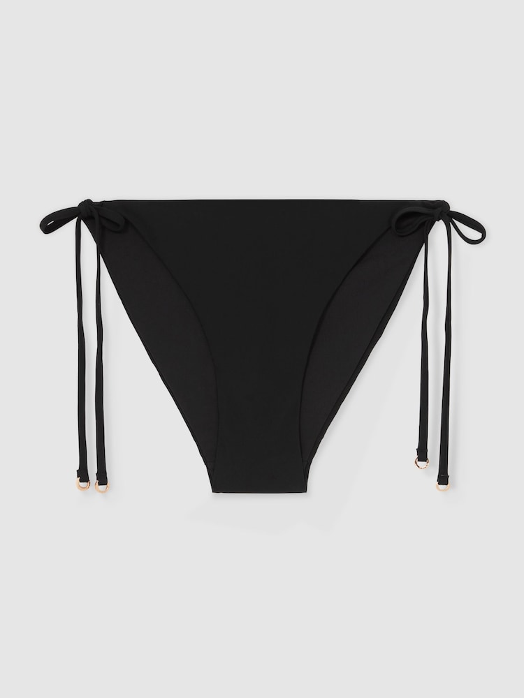 Reiss Black Riah Side Tie Bikini Bottoms - Image 2 of 4
