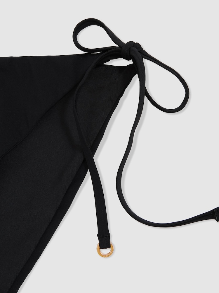 Reiss Black Riah Side Tie Bikini Bottoms - Image 4 of 4