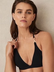 Reiss Black Riah Triangle Halter Neck Bikini Top - Image 1 of 5