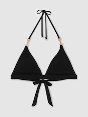 Reiss Black Riah Triangle Halter Neck Bikini Top - Image 2 of 5