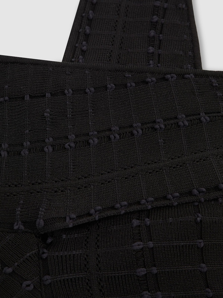 Reiss Black Alex Cross Neck Textured Top - Image 5 of 5