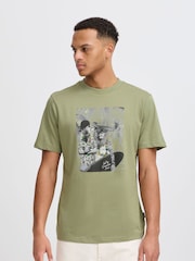 Blend Green Holiday Printed Short Sleeve 100% Cotton T-Shirt - Image 1 of 5