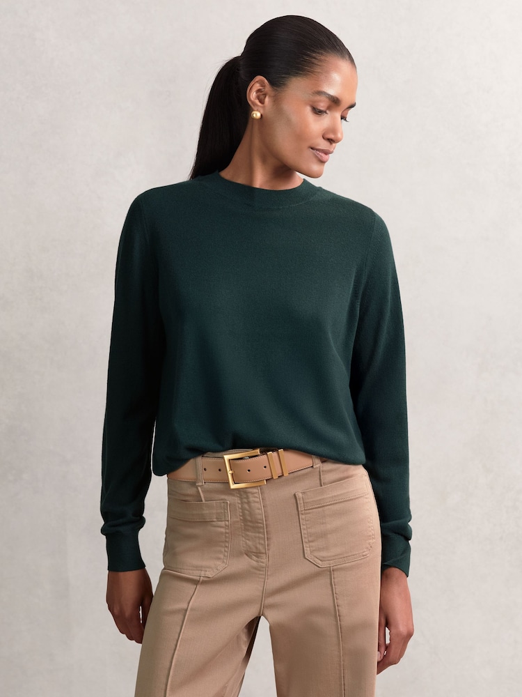 Reiss Green Hester Merino Wool Crew-Neck Jumper - Image 1 of 6