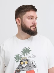 Off White - Blend Owl Print Short Sleeve 100% Cotton T-Shirt - صورة 4 من 5