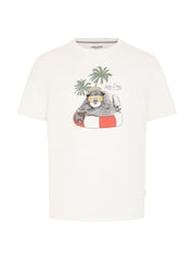 Off White - Blend Owl Print Short Sleeve 100% Cotton T-Shirt - صورة 5 من 5