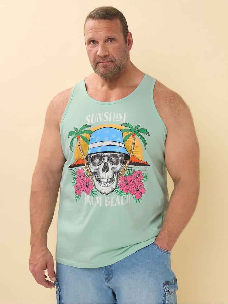 BadRhino Big & Tall Sunshine Palm Beach 100% Cotton Vest - Bild 1 von 6