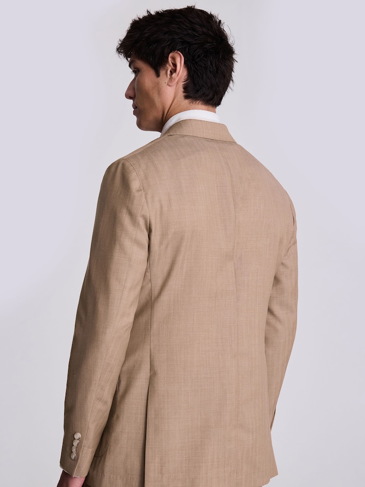 MOSS Natural Tailored Fit Sand Herringbone Jacket - Image 2 of 5