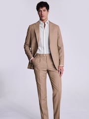 MOSS Natural Tailored Fit Sand Herringbone Jacket - Image 3 of 5