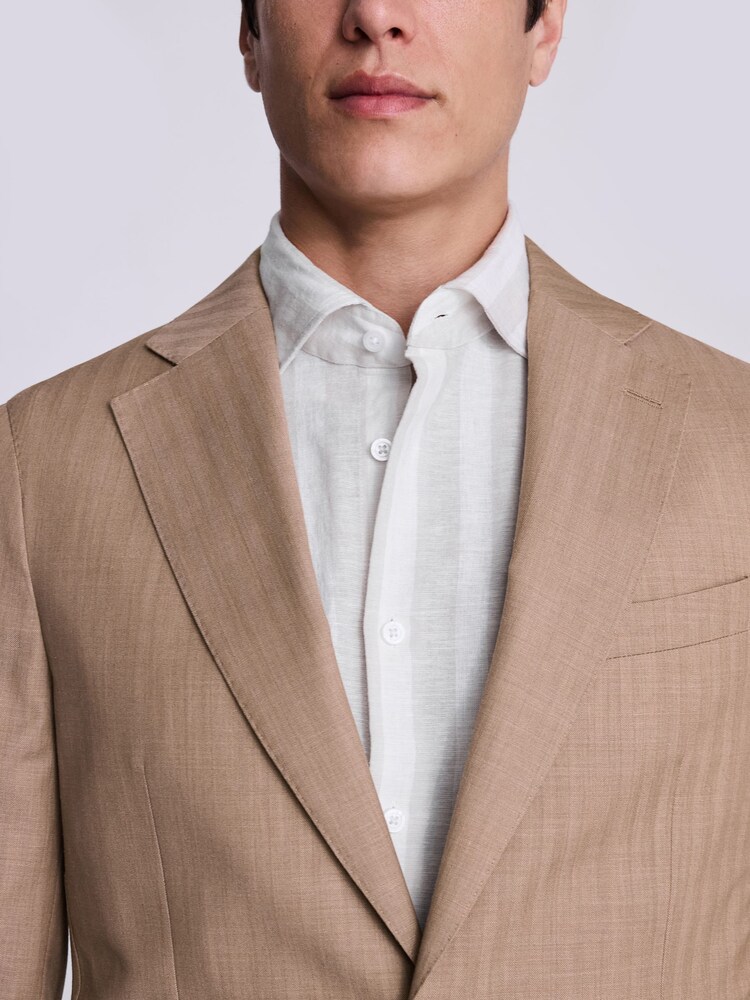 MOSS Tailored Fit Sand Herringbone Jacket - Image 4 of 5
