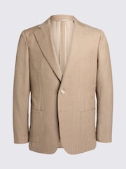 MOSS Natural Tailored Fit Sand Herringbone Jacket - Image 5 of 5