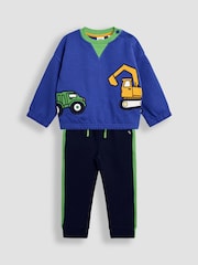 JoJo Maman Bébé Blue Sweatshirt and Joggers Set - Image 6 of 8