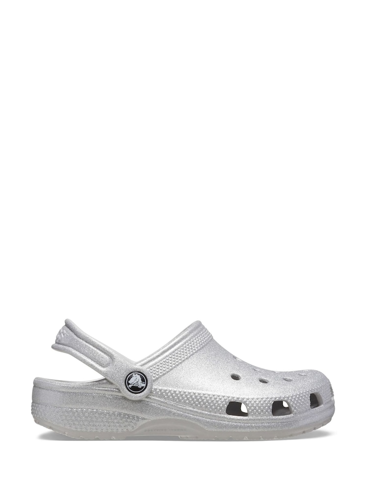 Crocs Silver Kids Classic Glitter Clogs - Image 1 of 4
