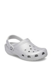 Crocs Silver Kids Classic Glitter Clogs - Image 2 of 4