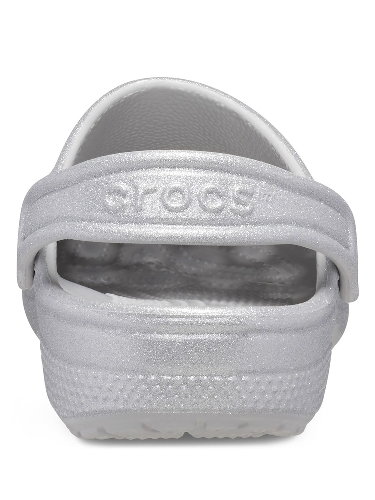 Crocs Silver Kids Classic Glitter Clogs - Image 3 of 4