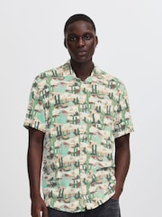 Blend Green Catctus Print Short Sleeve Shirt - Image 1 of 5