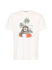 أبيض - Blend Owl Print Short Sleeve 100% Cotton T-Shirt - صورة 5 من 5