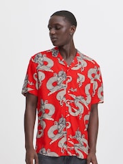 Blend Red Dragon Print Resort Short Sleeve Shirt - Image 1 of 5
