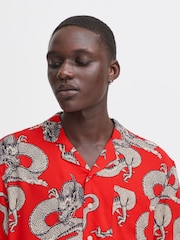 Blend Red Dragon Print Resort Short Sleeve Shirt - Image 3 of 5