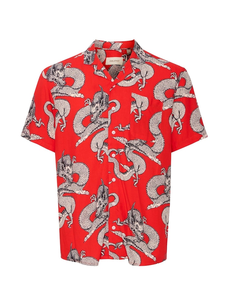 Blend Red Dragon Print Resort Short Sleeve Shirt - Image 5 of 5