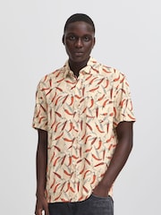 Blend Cream Sand Chilli Print Short Sleeve Shirt - Image 1 of 5