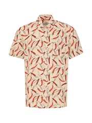 Blend Cream Sand Chilli Print Short Sleeve Shirt - Image 5 of 5