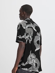 Blend Black Dragon Print Resort Short Sleeve Shirt - Image 2 of 5