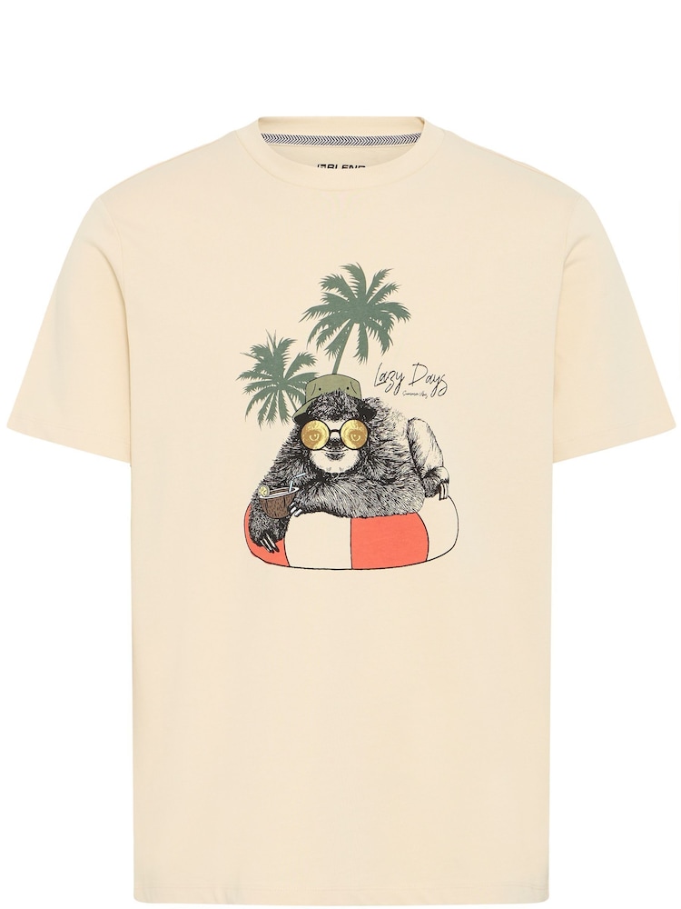 Blend Cream Printed Short Sleeve T-Shirt - Image 5 of 5
