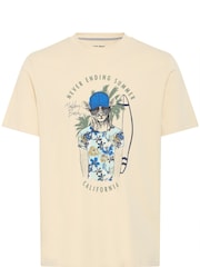 Blend Beige Deer Sloth Printed Short Sleeve 100% Cotton T-Shirt - Image 5 of 5
