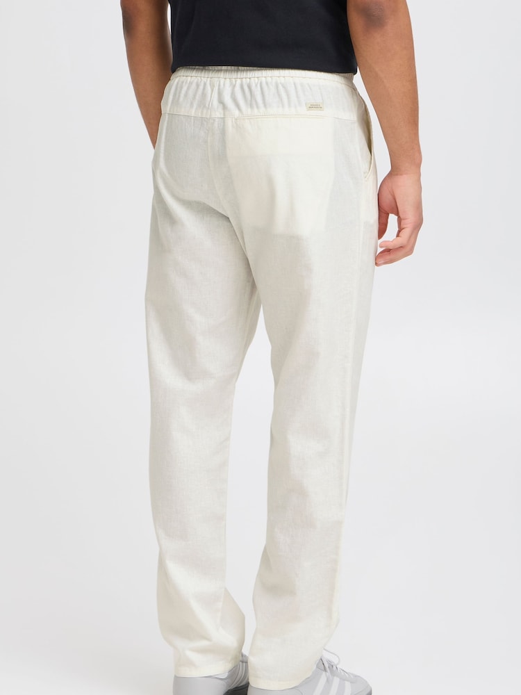 Blend White Regular Fit Linen Mix Trousers - Image 2 of 5