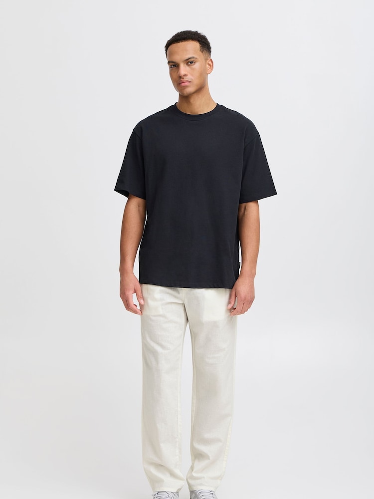 Blend White Regular Fit Linen Mix Trousers - Image 4 of 5