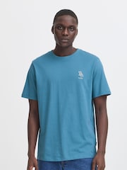 Blend Blue Embroidered Short Sleeve  100% Cotton T-Shirt - Image 1 of 5