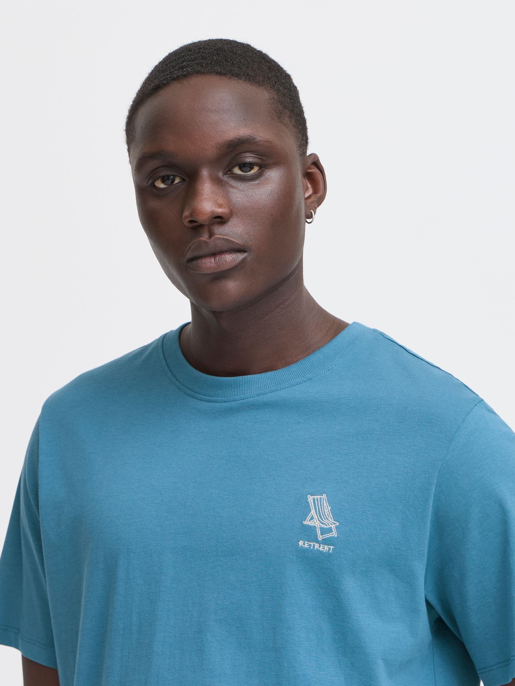 トップス 700FILL Embroidered Small Payment Logo T Buy Blend Blue Embroidered Short Sleeve 100% Cotton T-Shirt from