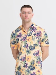 Blend Cream Sand Floral Print Short Sleeve Shirt - Image 1 of 5