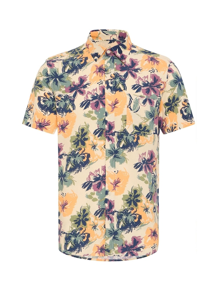 Blend Cream Sand Floral Print Short Sleeve Shirt - Image 5 of 5