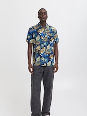Blend Blue Sand Floral Print Short Sleeve Shirt - Image 3 of 5