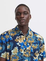 Blend Blue Sand Floral Print Short Sleeve Shirt - Image 4 of 5