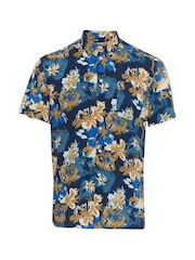 Blend Blue Sand Floral Print Short Sleeve Shirt - Image 5 of 5