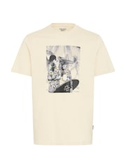 Кремовый - Blend Holiday Printed Short Sleeve 100% Cotton T-Shirt - Image 5 of 5