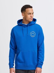 Blend Blue Chest Print Hooded Sweatshirt - Image 1 of 5