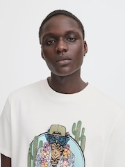Blend White Owl Sloth Printed Short Sleeve 100% Cotton T-Shirt - Image 4 of 5