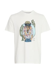 Blend White Owl Sloth Printed Short Sleeve 100% Cotton T-Shirt - Image 5 of 5
