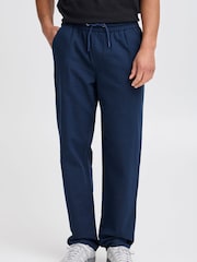 Blend Blue Regular Fit Linen Mix Trousers - Image 1 of 5