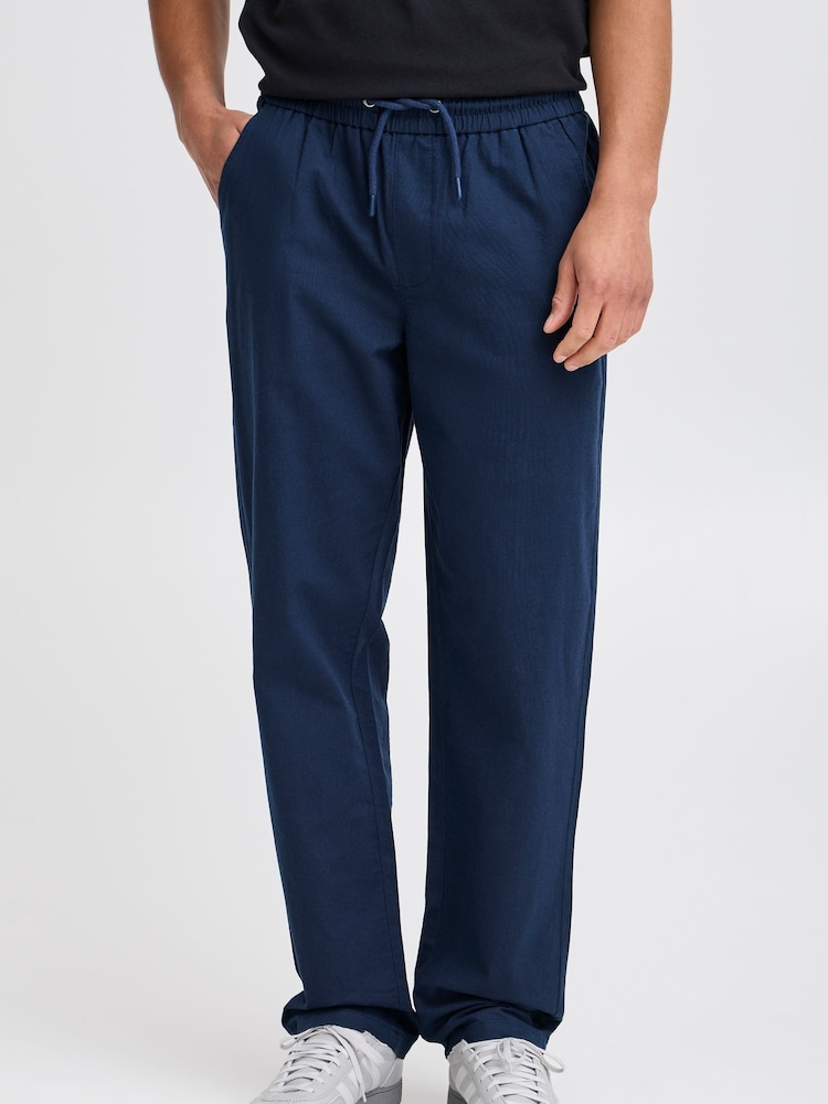 Blend Blue Regular Fit Linen Mix Trousers - Image 1 of 5