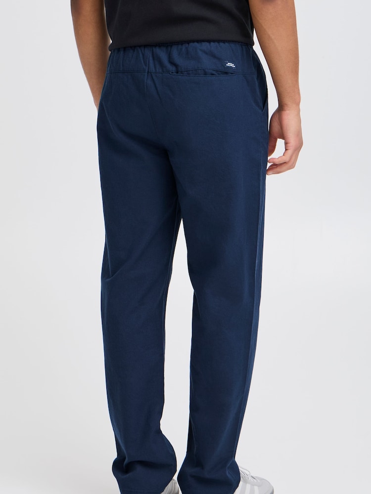 Blend Blue Regular Fit Linen Mix Trousers - Image 2 of 5 Blend Blue Regular Fit Linen Mix Trousers - Image 2 of 5