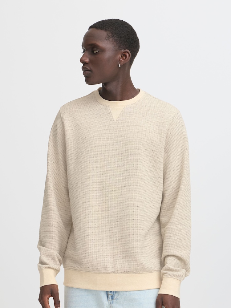 Кремовый - Blend Sand Woven Crew Neck Sweater - Image 1 of 5